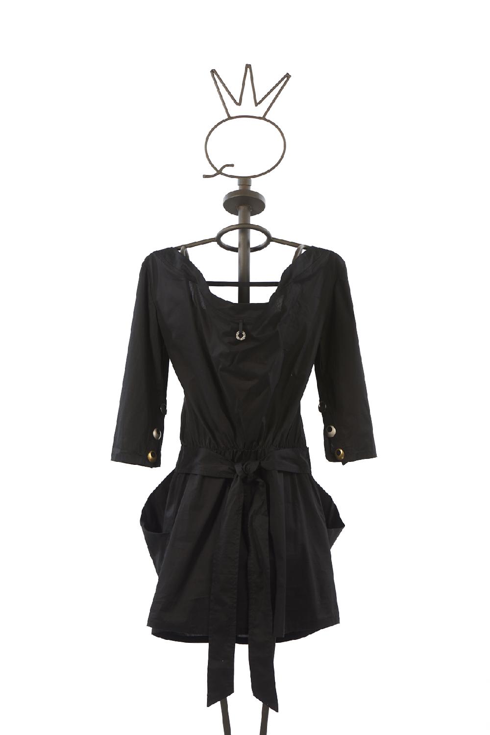 Save The Queen Vestito Corto Nero Con Decorazioni In Metallo