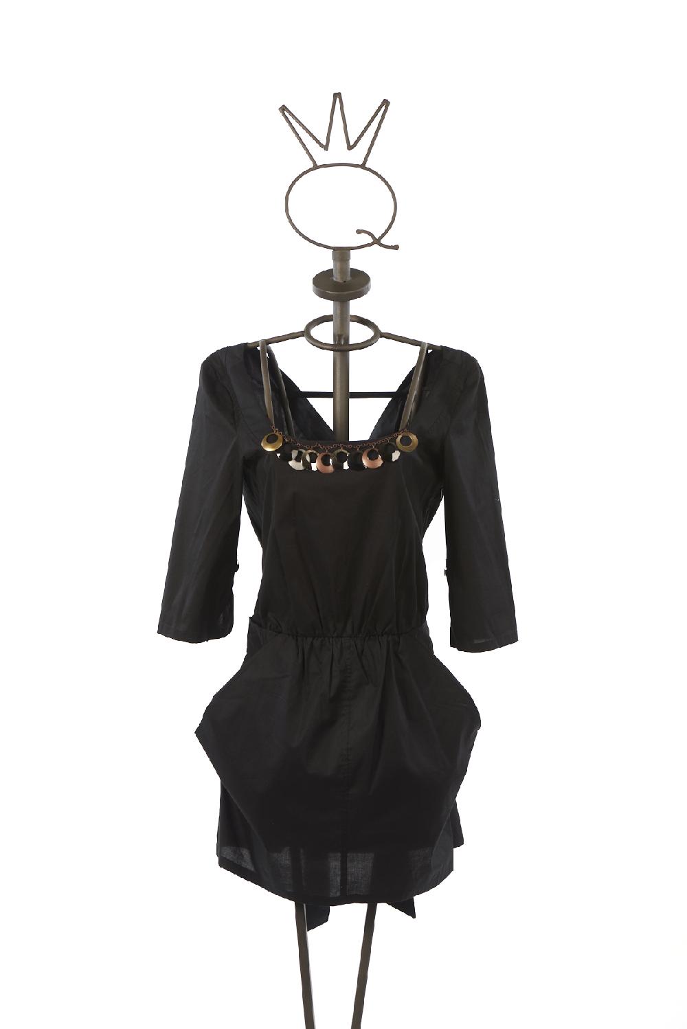 Save The Queen Vestito Corto Nero Con Decorazioni In Metallo