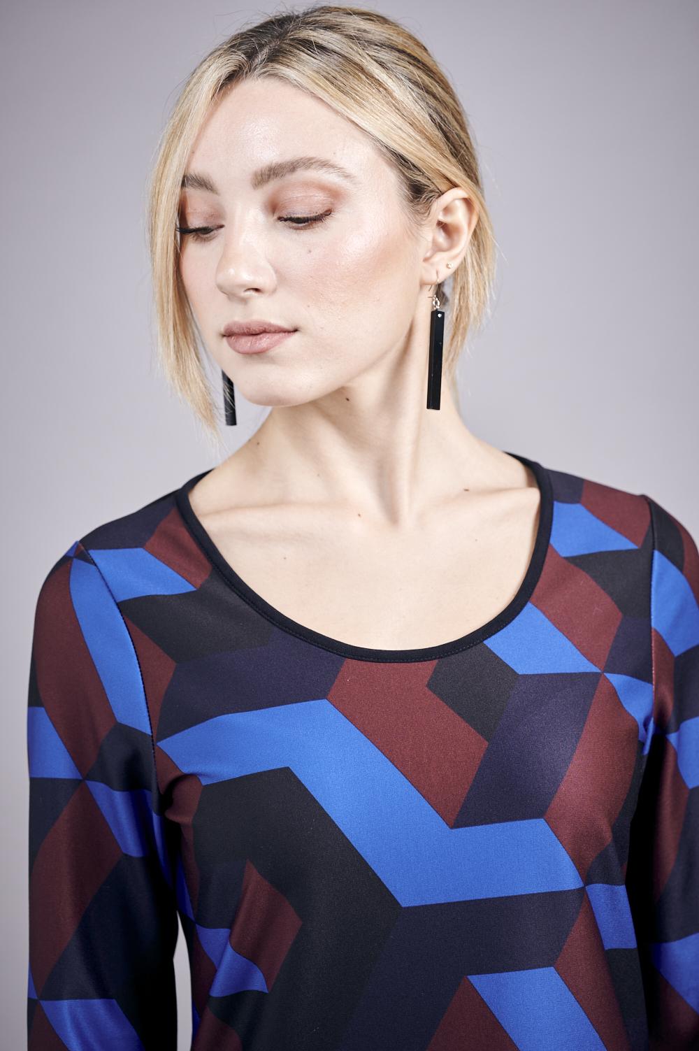 Save The Queen Vestito Longuette Con Stampa “geometrica