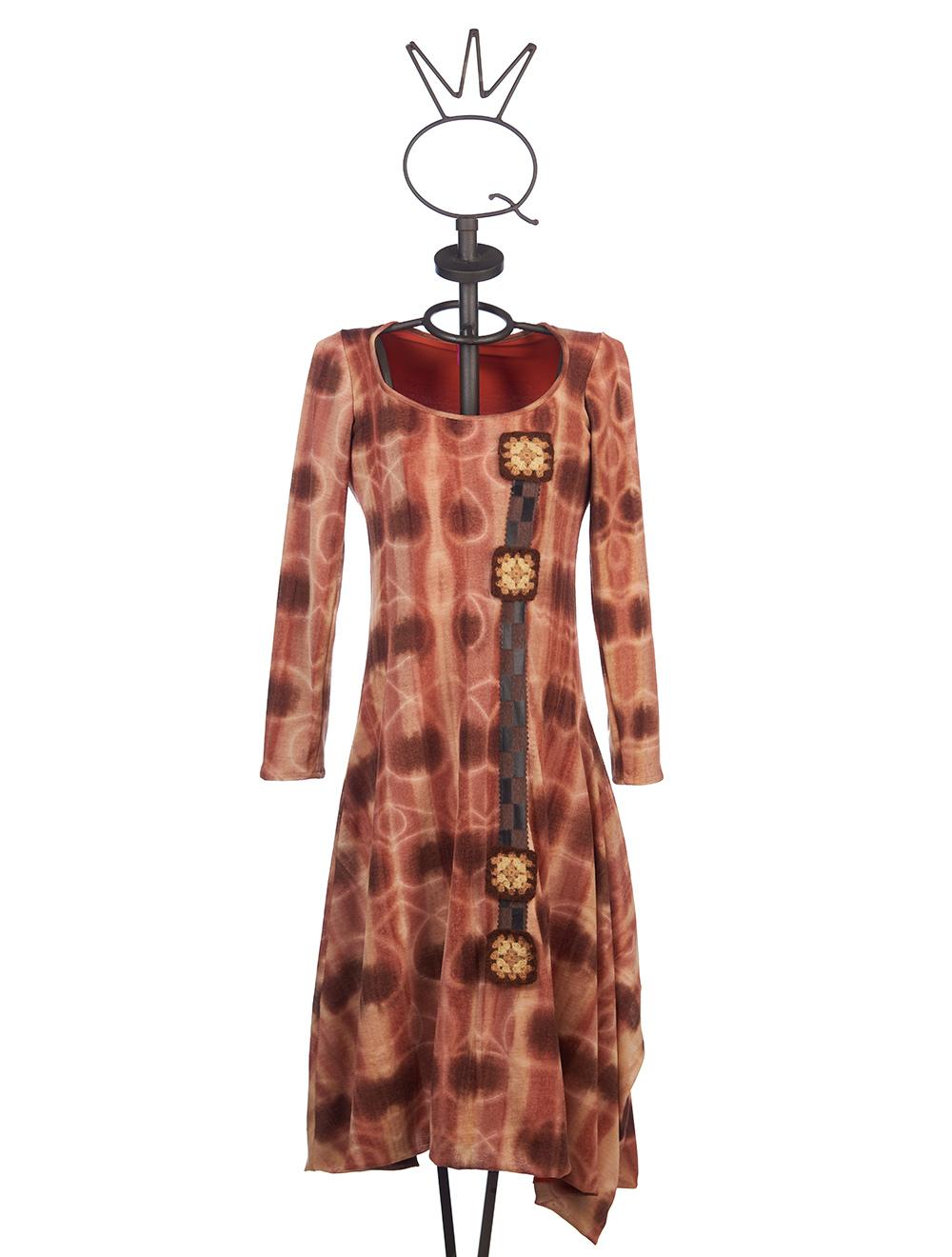 Save The Queen Vestito longuette in jersey di lana con stampa tie dye