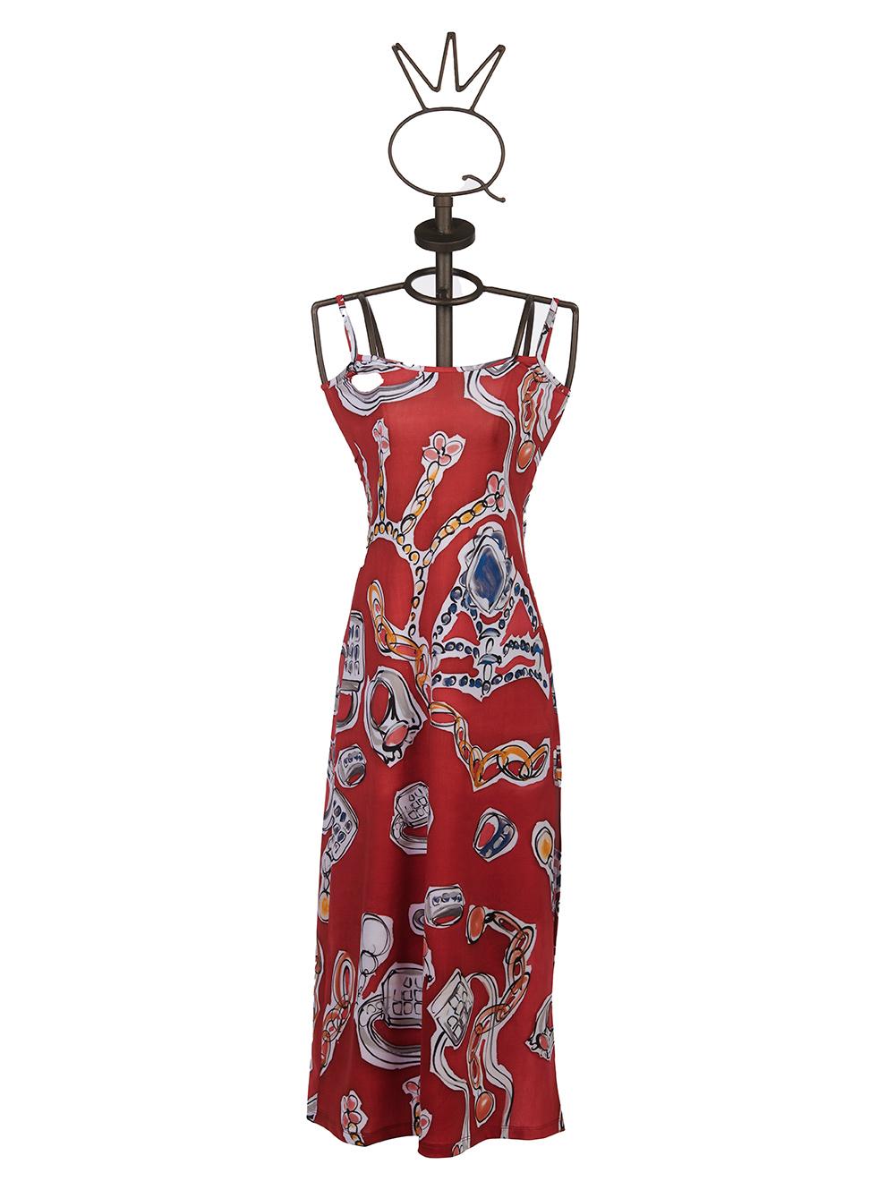 Save The Queen Vestito Lungo Con Stampa “anelli” E Poncho In Chiffon