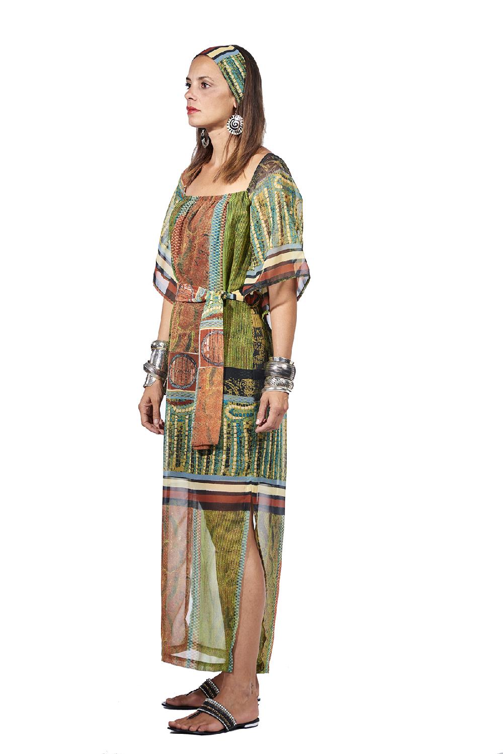 Save The Queen Vestito Lungo Con Stampa Dedicata All’Africa