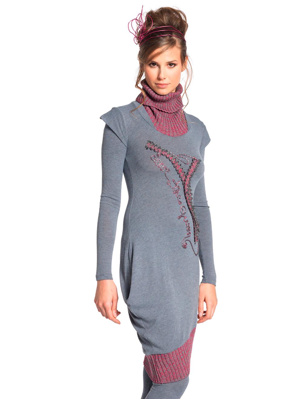 Save The Queen Vestito Lungo Grigio Con Ricamo + Leggins