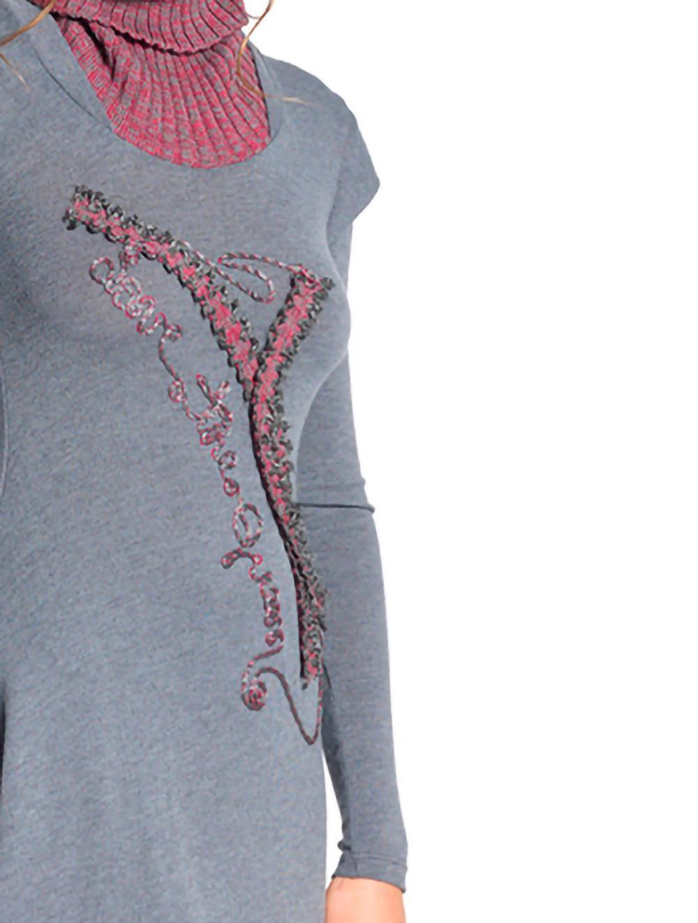 Save The Queen Vestito Lungo Grigio Con Ricamo + Leggins