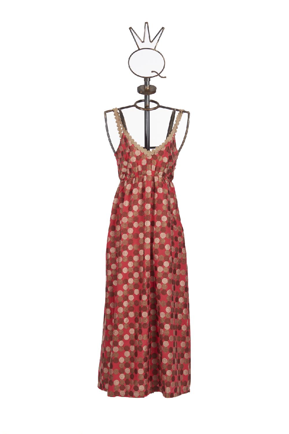 Save The Queen vestito lungo in tessuto operato a pois