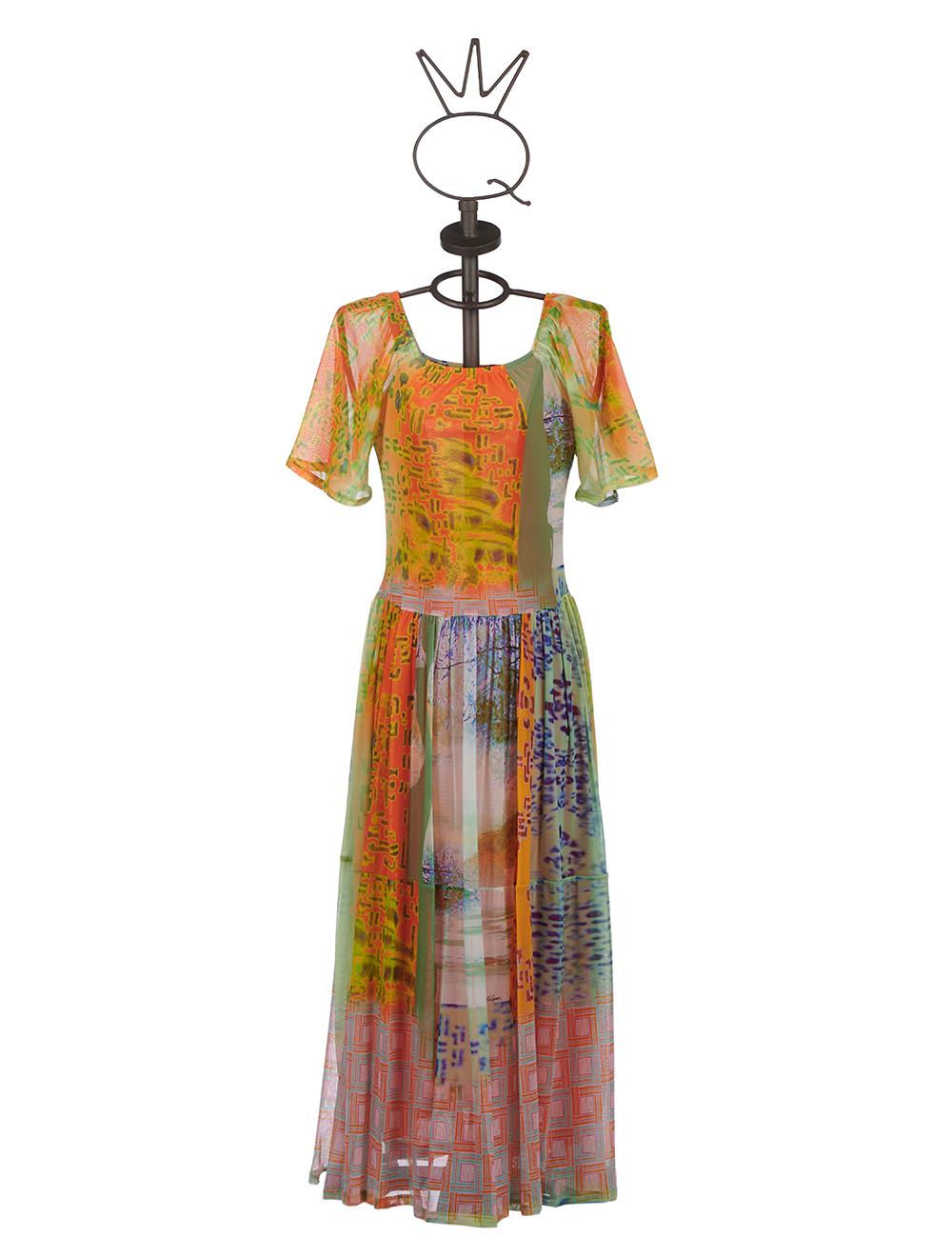 Save The Queen Vestito lungo in tulle con stampa astratta