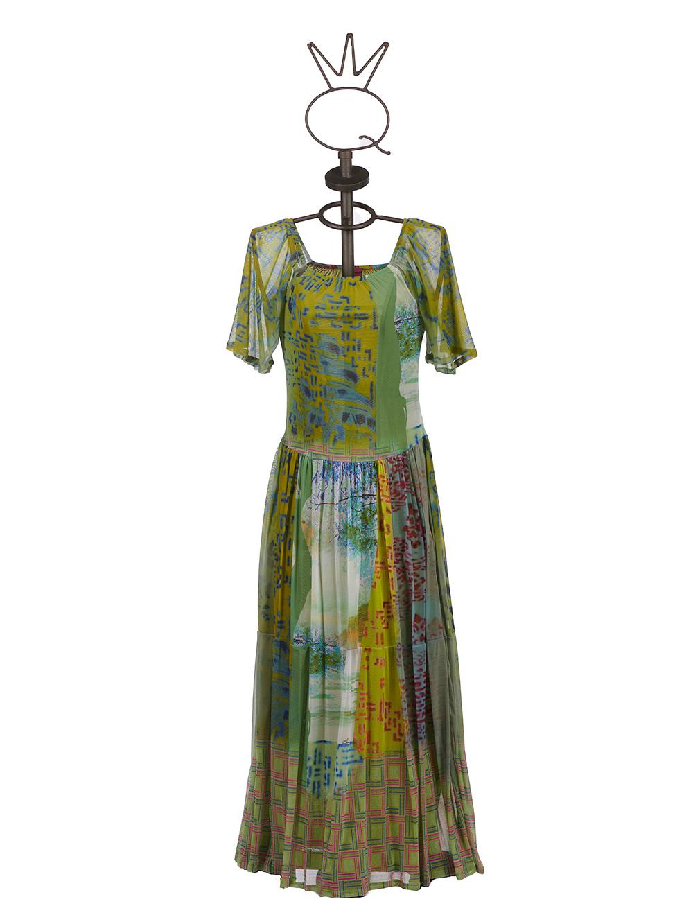 Save The Queen Vestito lungo in tulle con stampa astratta