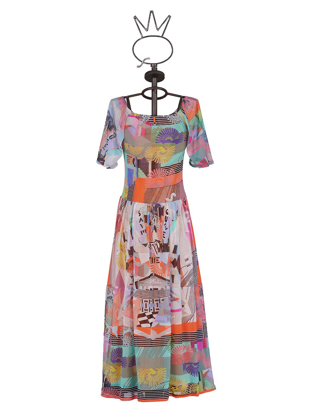 Save The Queen Vestito Lungo In Tulle Con Stampa Dedicata Alla Grecia