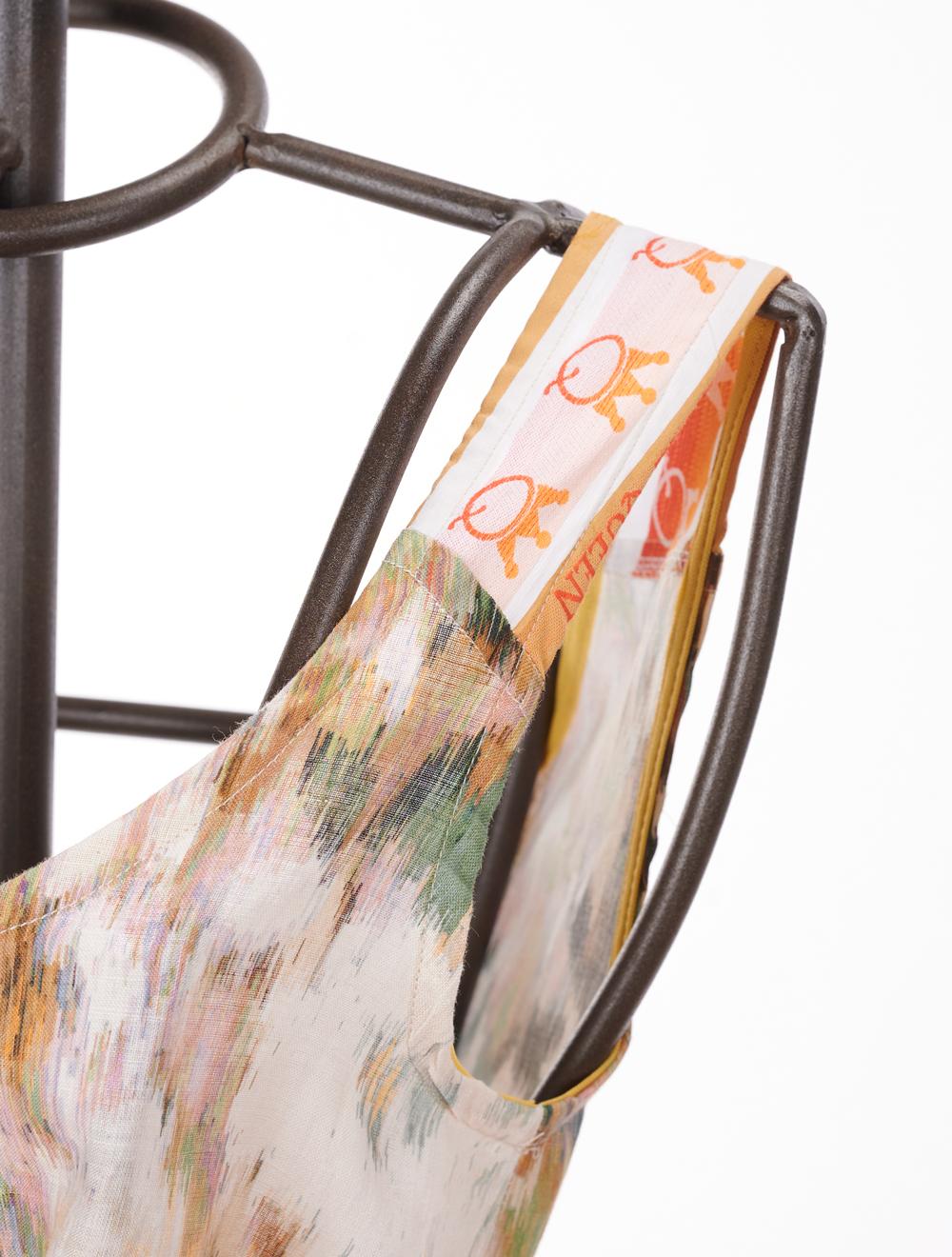 Save The Queen Vestito Lungo Senza Maniche In Lino Stampato