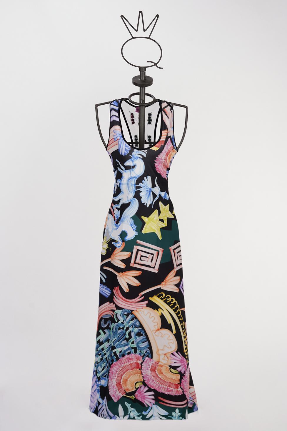 Save The Queen Vestito Lungo Stampato Fantasia Circo