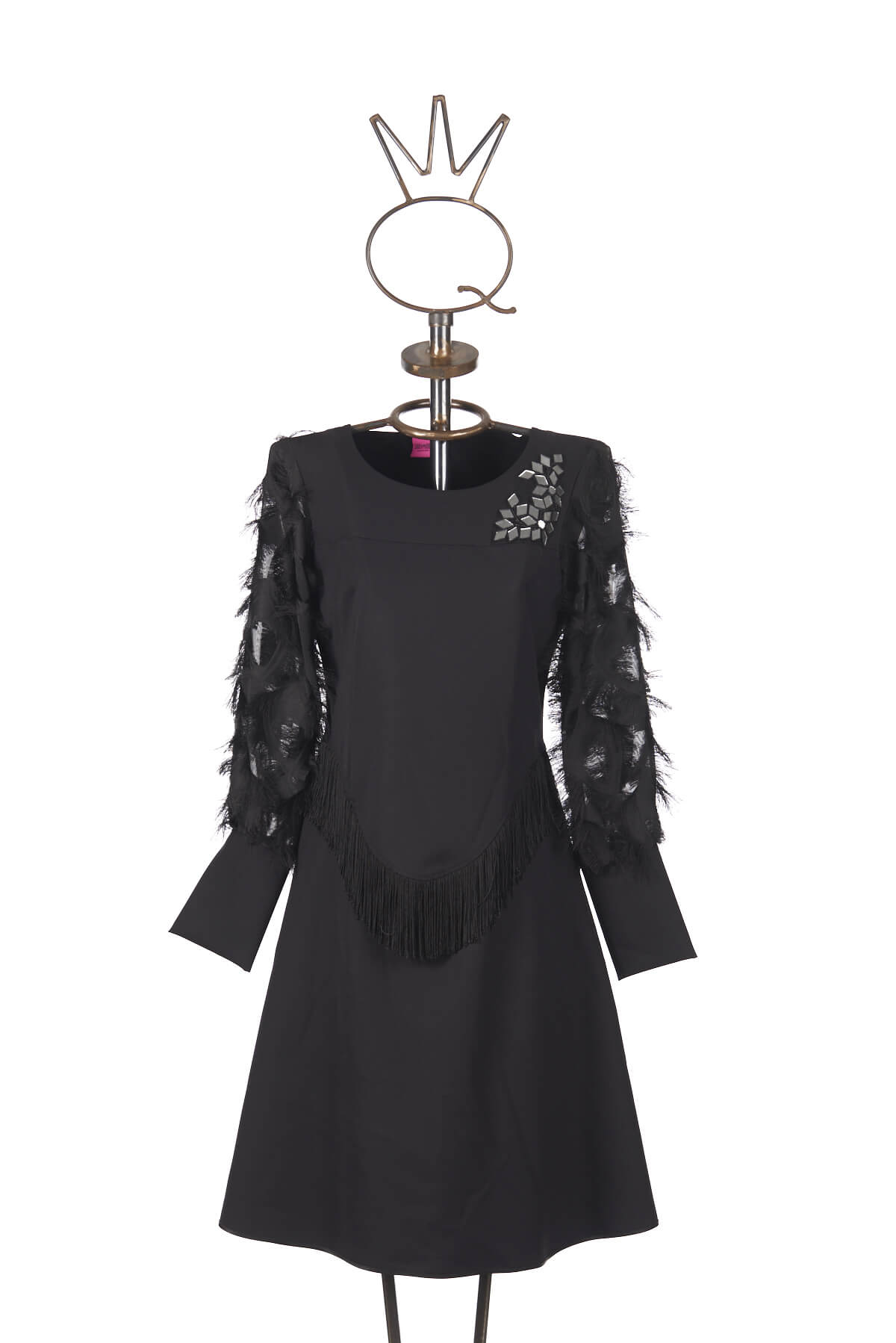 Save The Queen Vestito nero al ginocchio con applicazioni