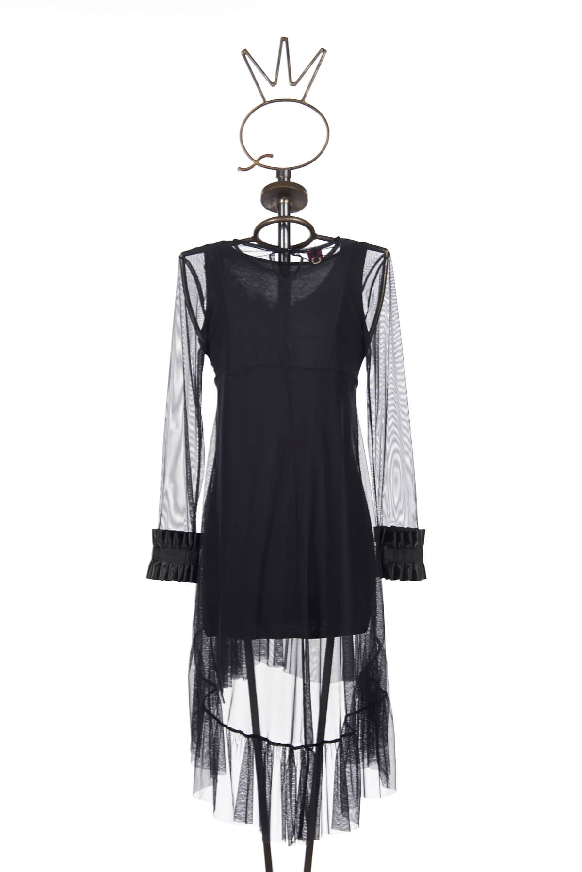 Save The Queen Vestito Nero Longuette Con Applicazioni