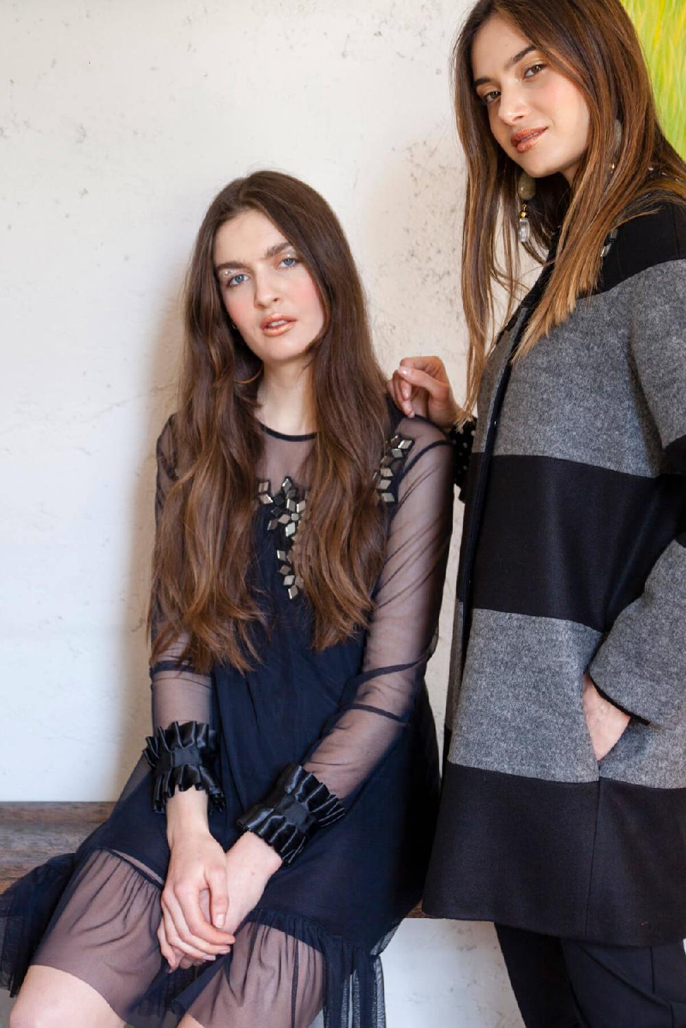 Save The Queen Vestito Nero Longuette Con Applicazioni