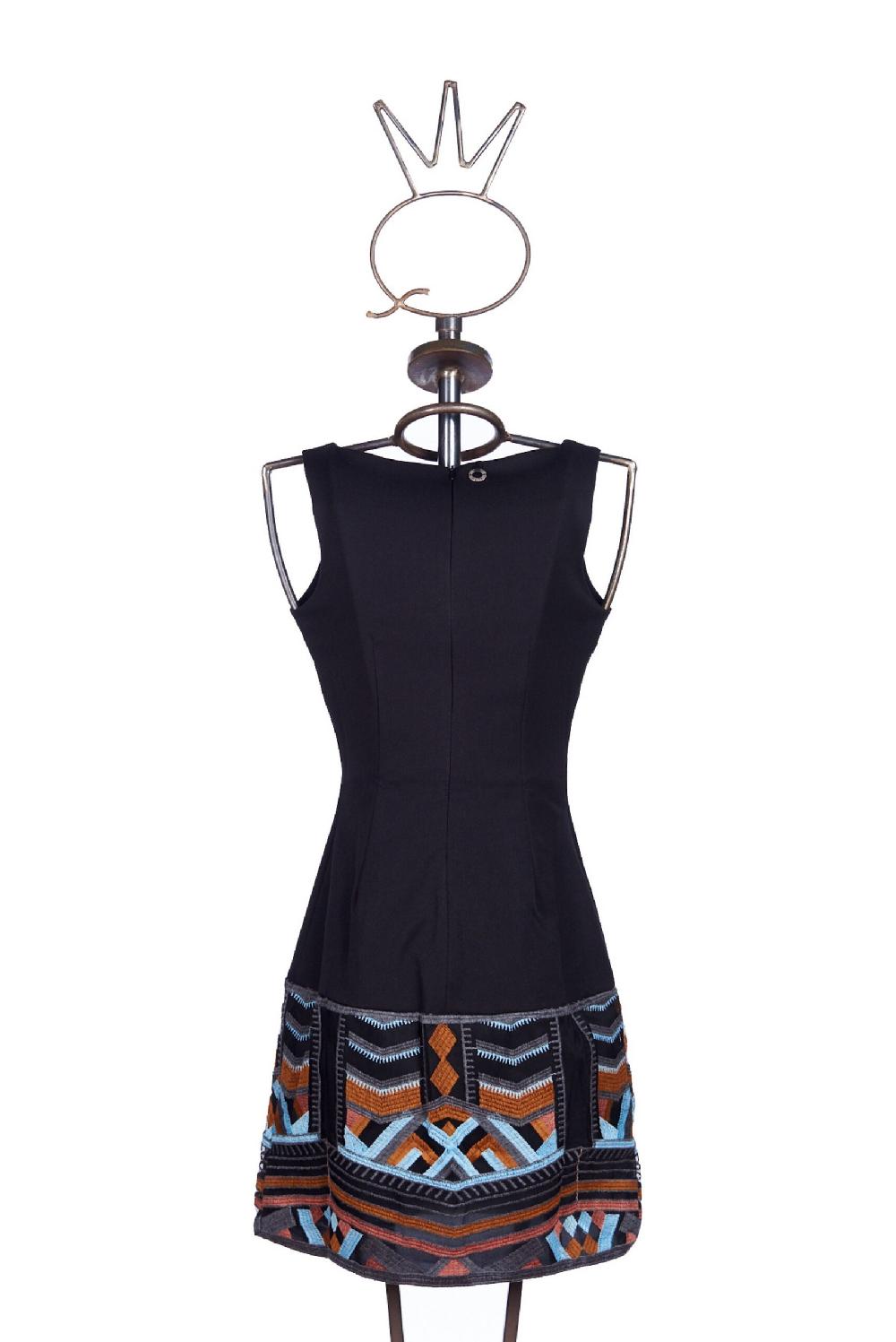 Save The Queen Vestito Tubino Corto Con Balza In Tessuto Operato