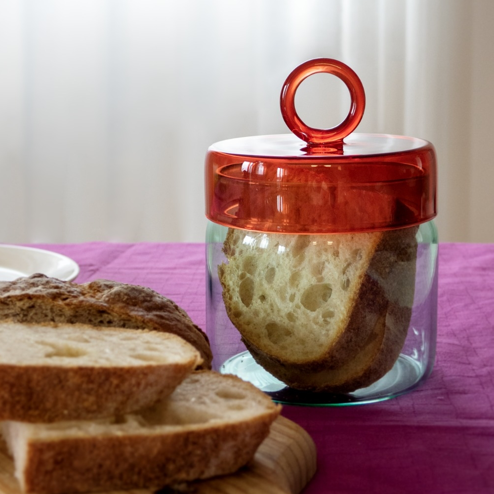 Sbam Design Barattolo In Vetro Colorato Con Manico Ad Anello