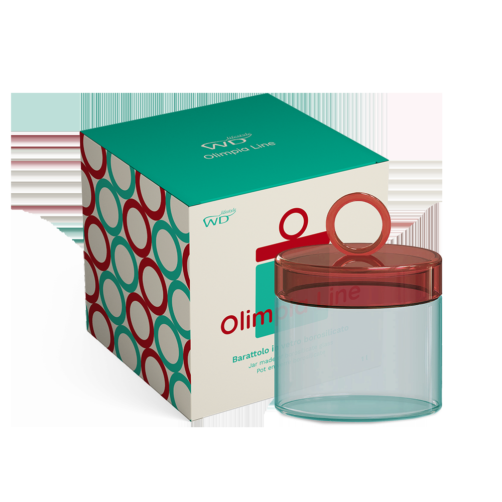 Sbam Design Barattolo in vetro colorato con manico ad anello