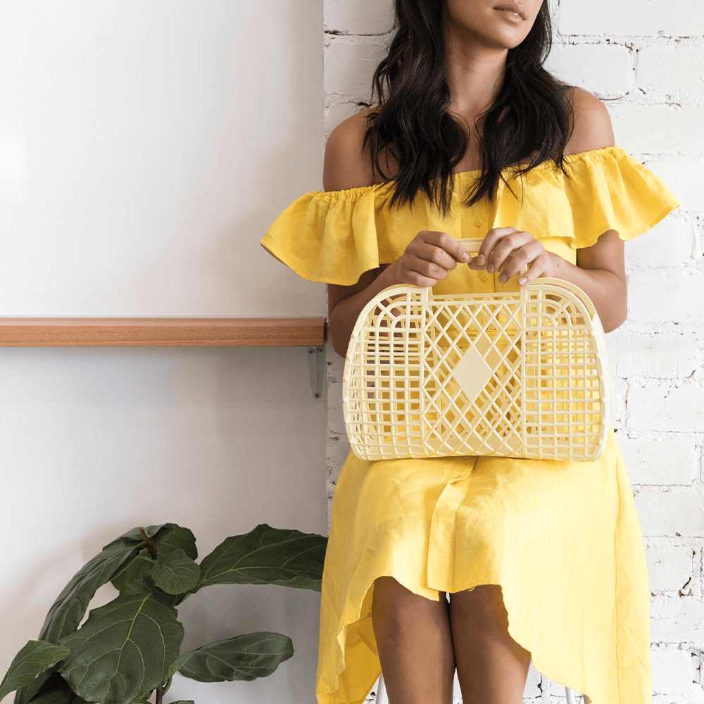 Sbam Design Borsa In Plastica Colorata – Retro Basket