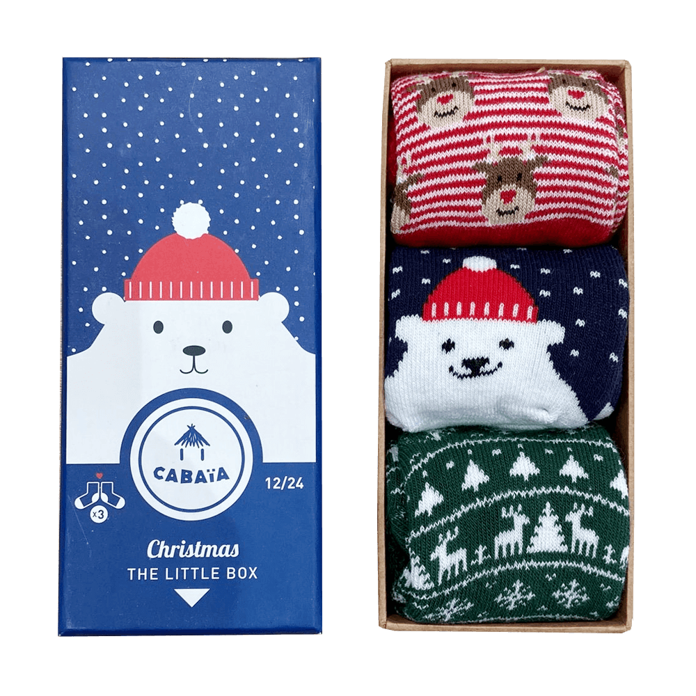 Sbam Design Box di 3 Calze antiscivolo in cotone baby – Christmas