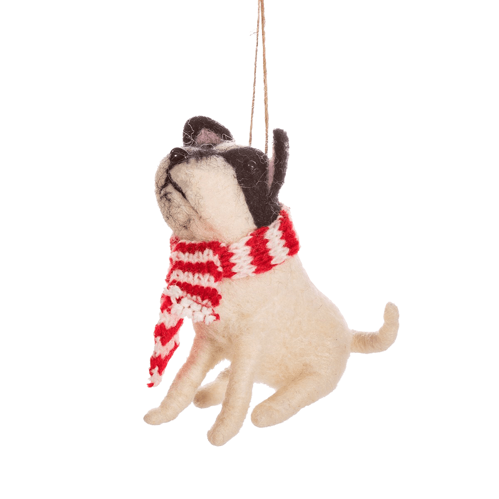 Sbam Design Bulldog di Natale in feltro da appendere
