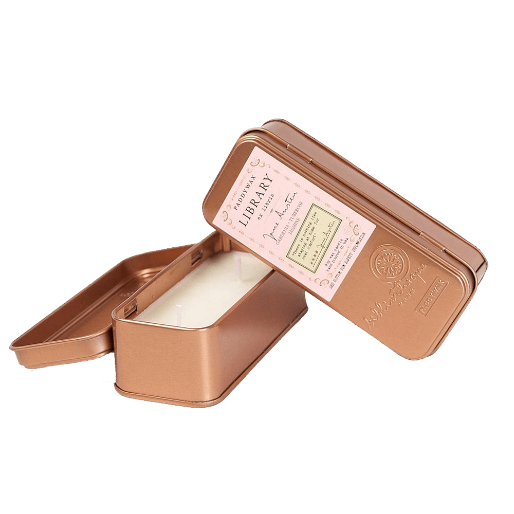 Sbam Design Candela in scatola di latta – library Jane Austen