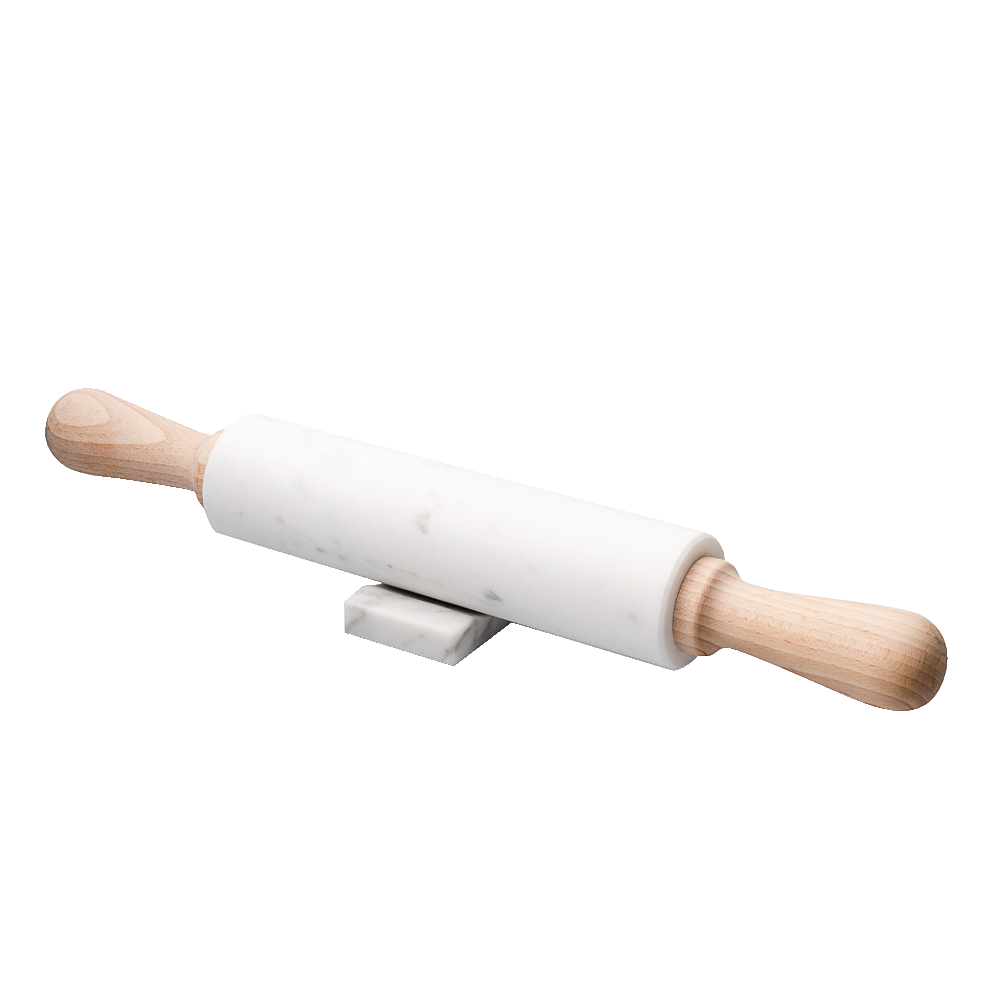 Sbam Design Mattarello in marmo bianco carrara e legno