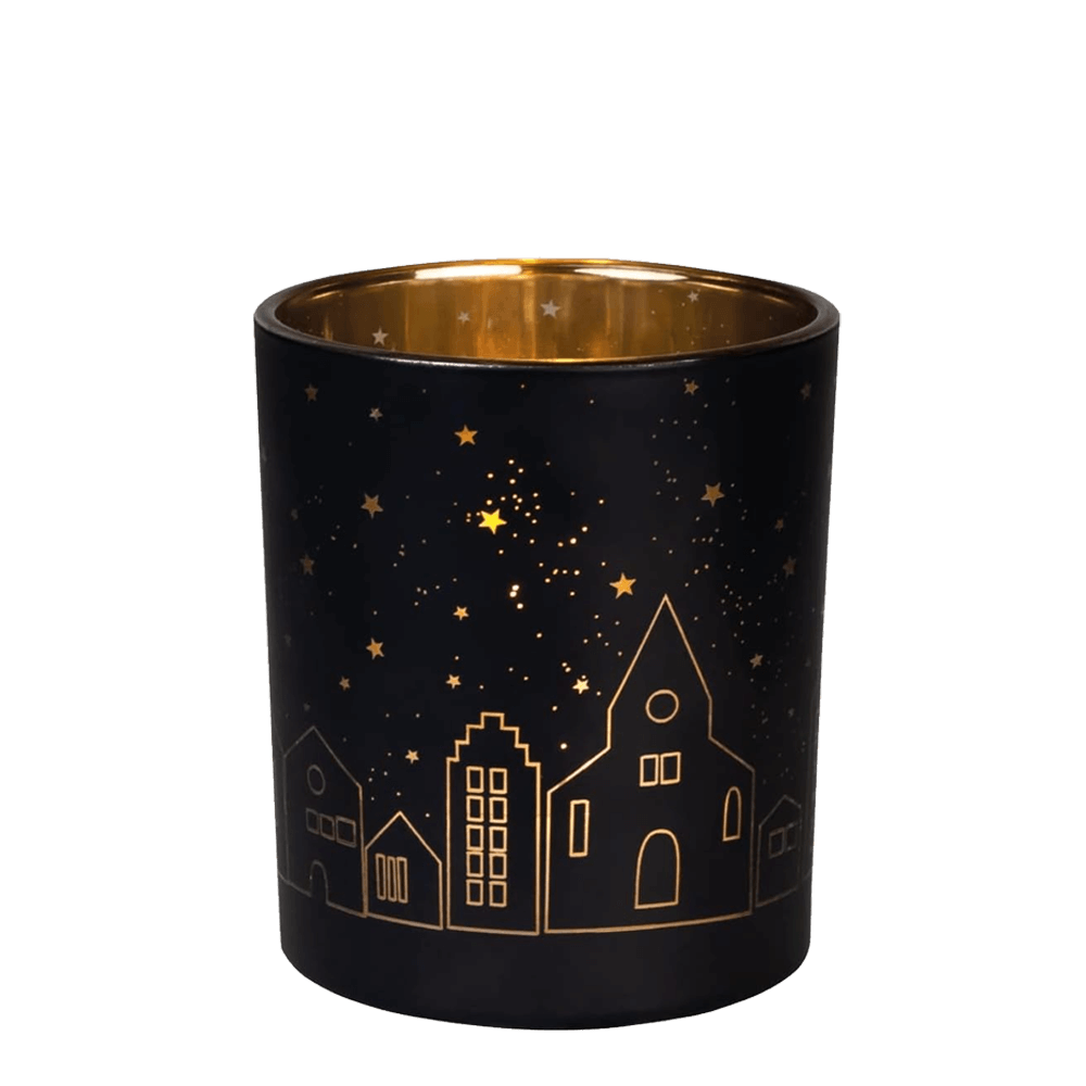 Sbam Design Porta candela in vetro – Città illuminata