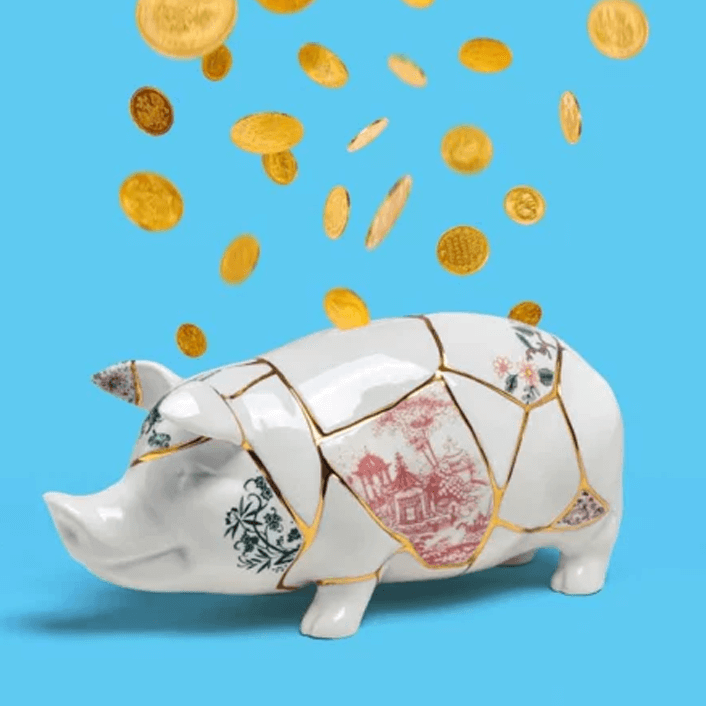 Sbam Design Salvadanaio In Porcellana – Kintsugi Piggy Bank