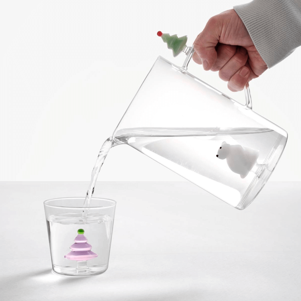 Sbam Design Brocca Di Vetro – Orso Bianco Con Albero