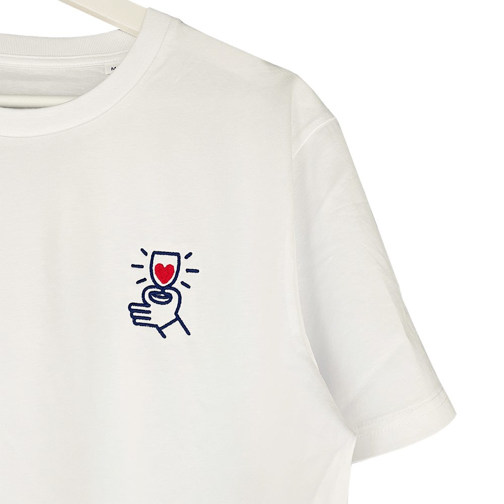 Sbam Design T-Shirt ricamata – Calice cuore rosso
