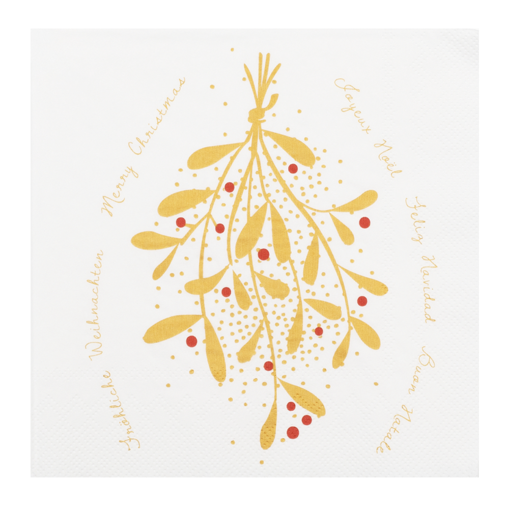 Sbam Design Set di 20 tovaglioli di carta – Vischio oro