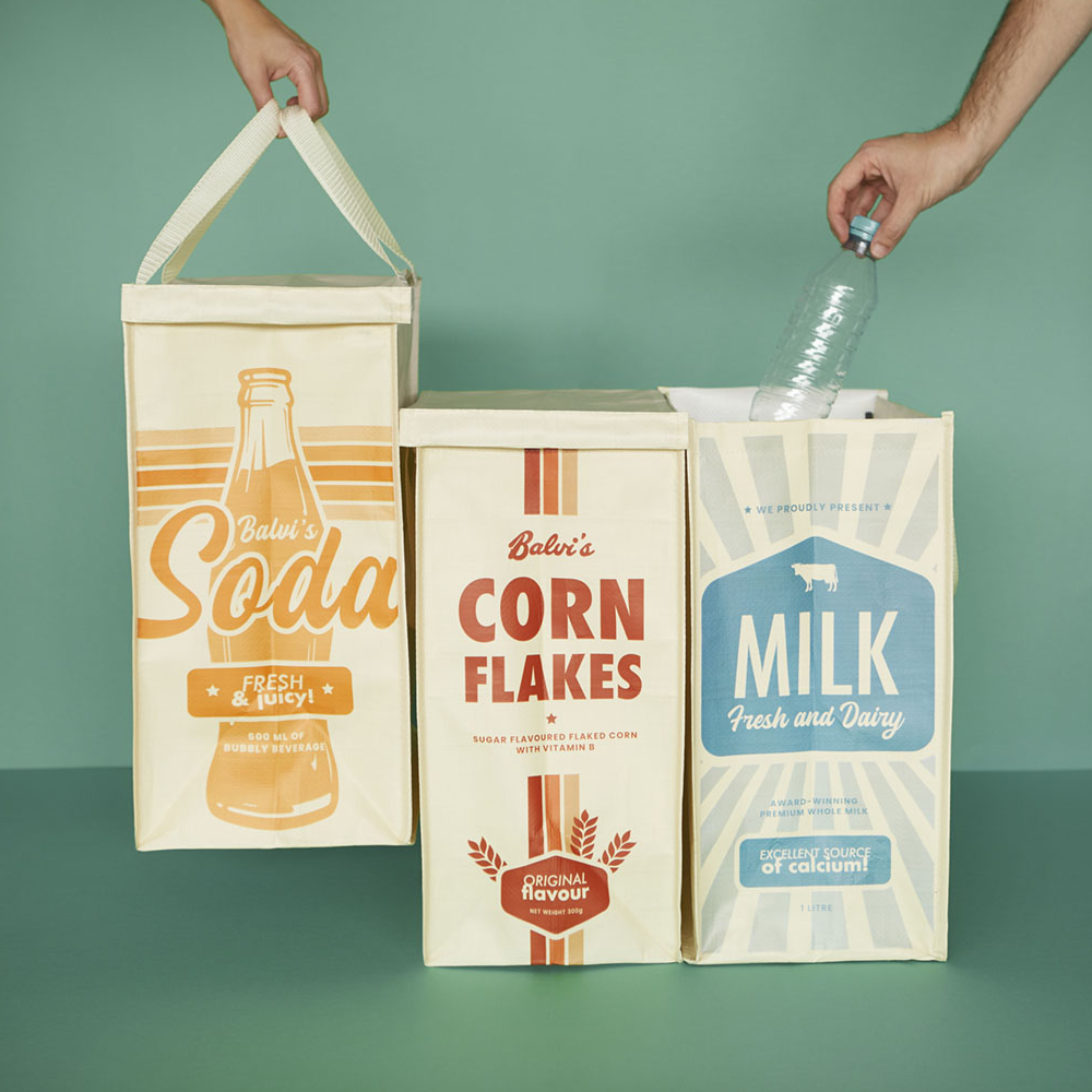 Sbam Design Set Di 3 Borse Per La Raccolta Differenziata Retro