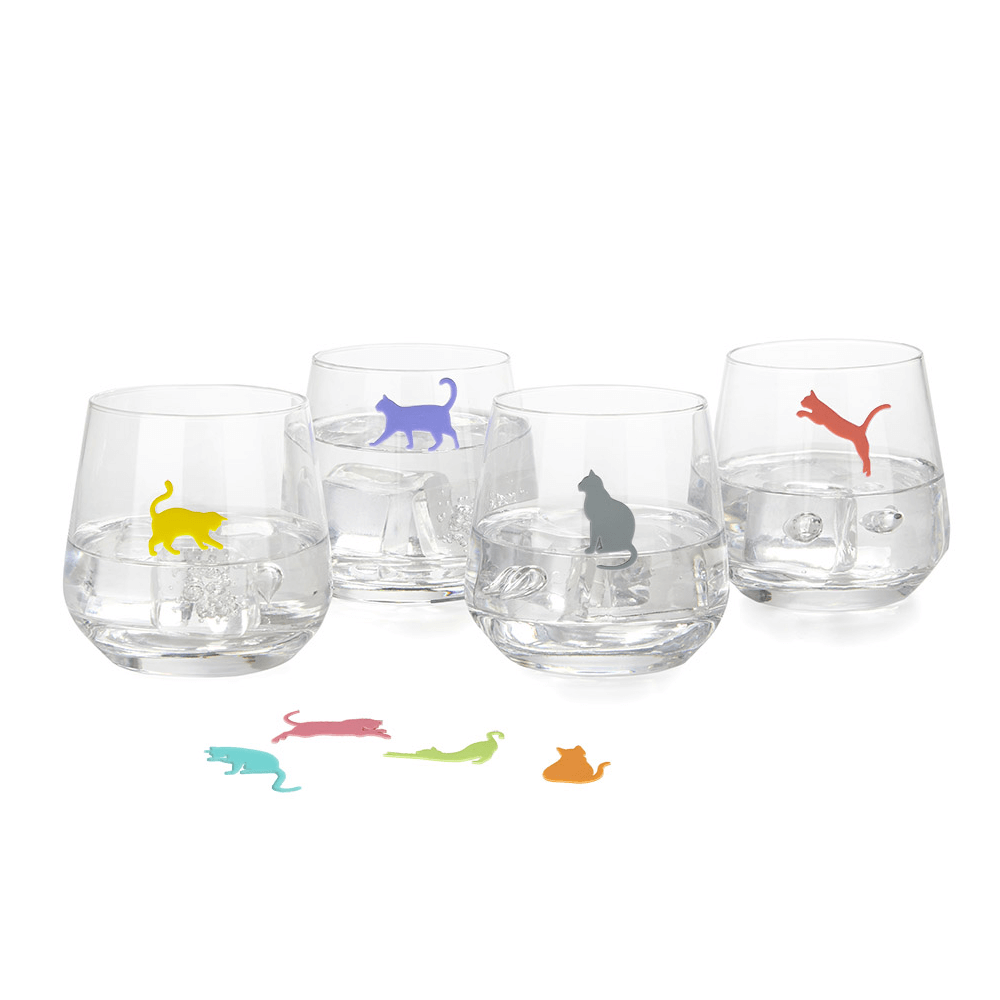 Sbam Design Set Di 8 Stickers Segna Bicchieri – Gatti Colorati