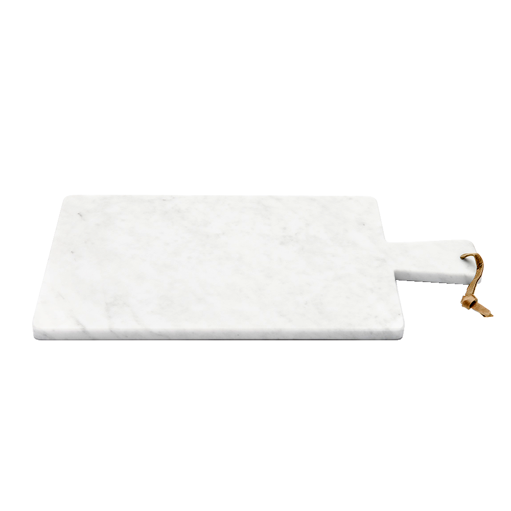 Sbam Design Tagliere in marmo bianco di carrara e cuoio
