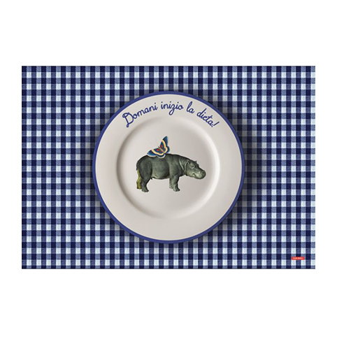 Sbam Design Tovaglietta Lavabile Mangia E Impara – Blu Chiaro