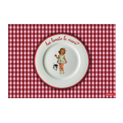 Sbam Design Tovaglietta lavabile Mangia e Impara – Rosso