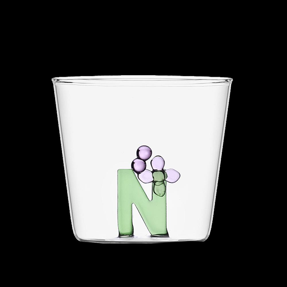 Sbam Design Tumbler Alfabeto Fiorito – bicchiere in vetro