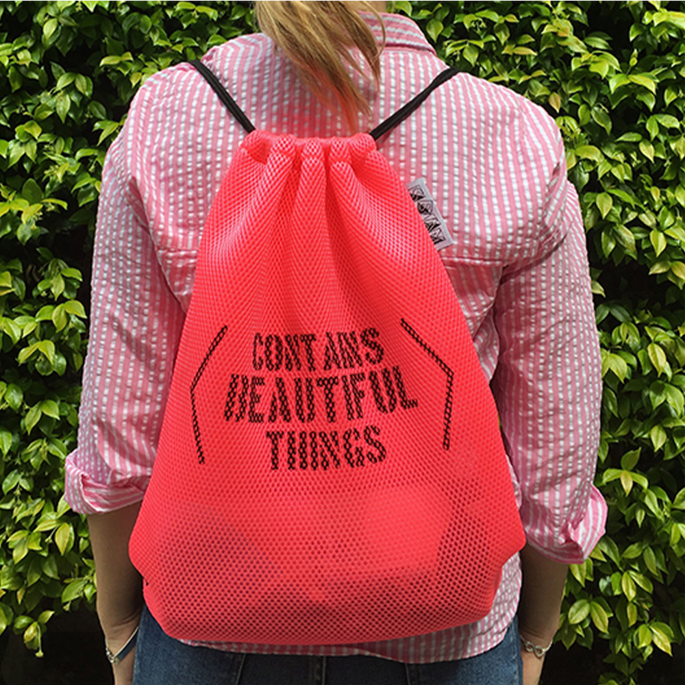 Sbam Design Zainetto In Tessuto Rosa “Contains Beautiful Things”