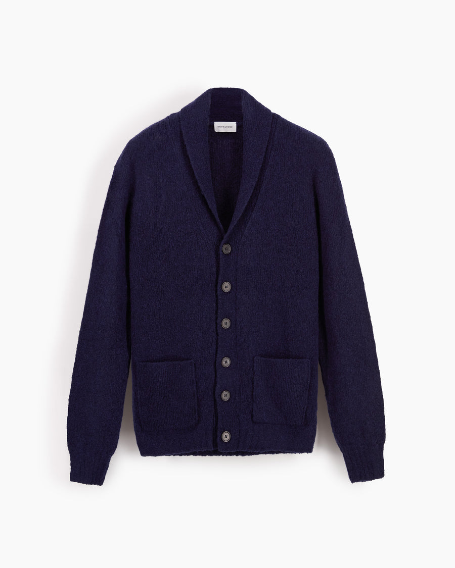 Scaglione CARDIGAN SCIALLE PUFFED CASHMERE CASHMERE NAVY