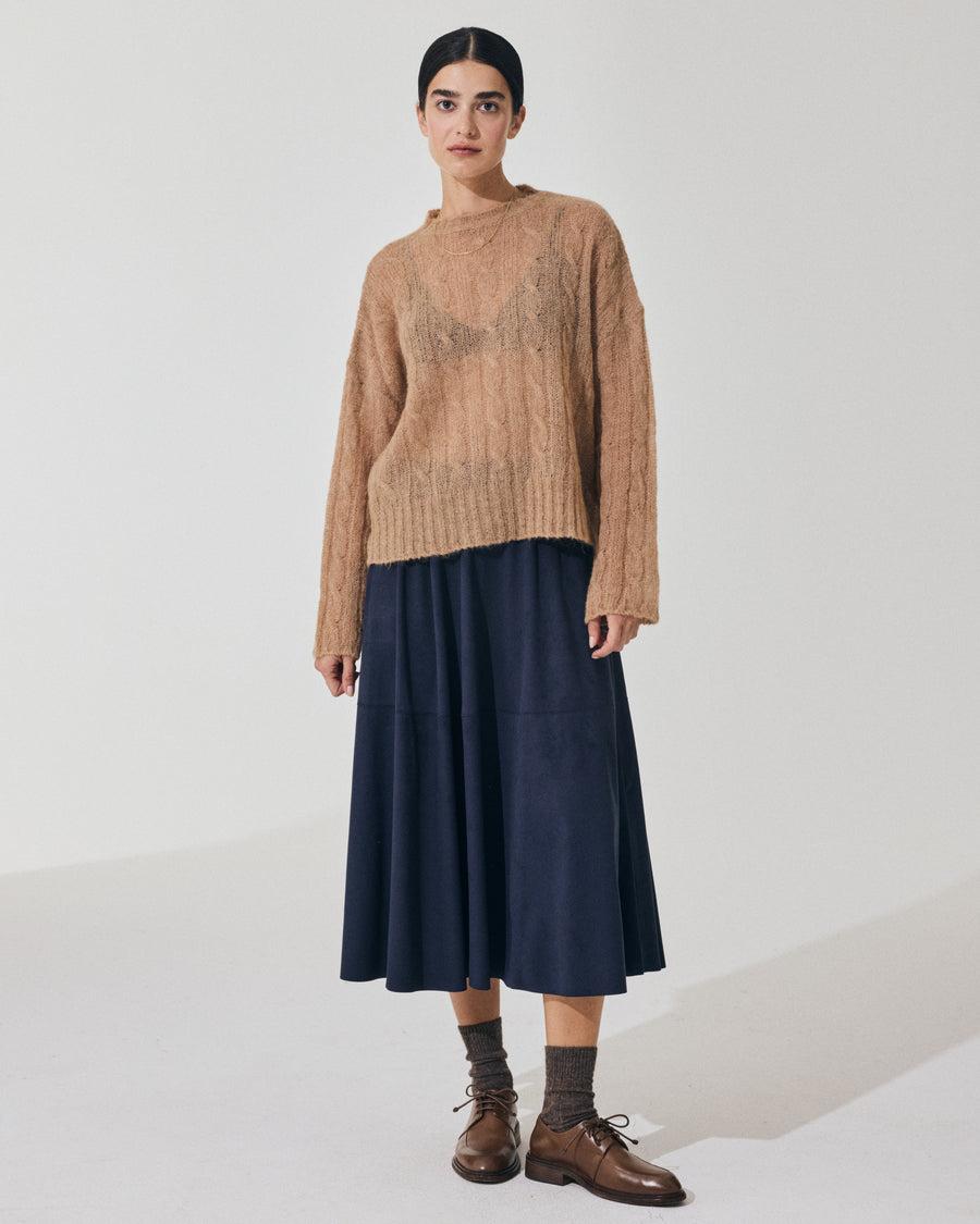 Scaglione ROUND NECK BOXY CABLES ULTRALIGHT CARAMEL