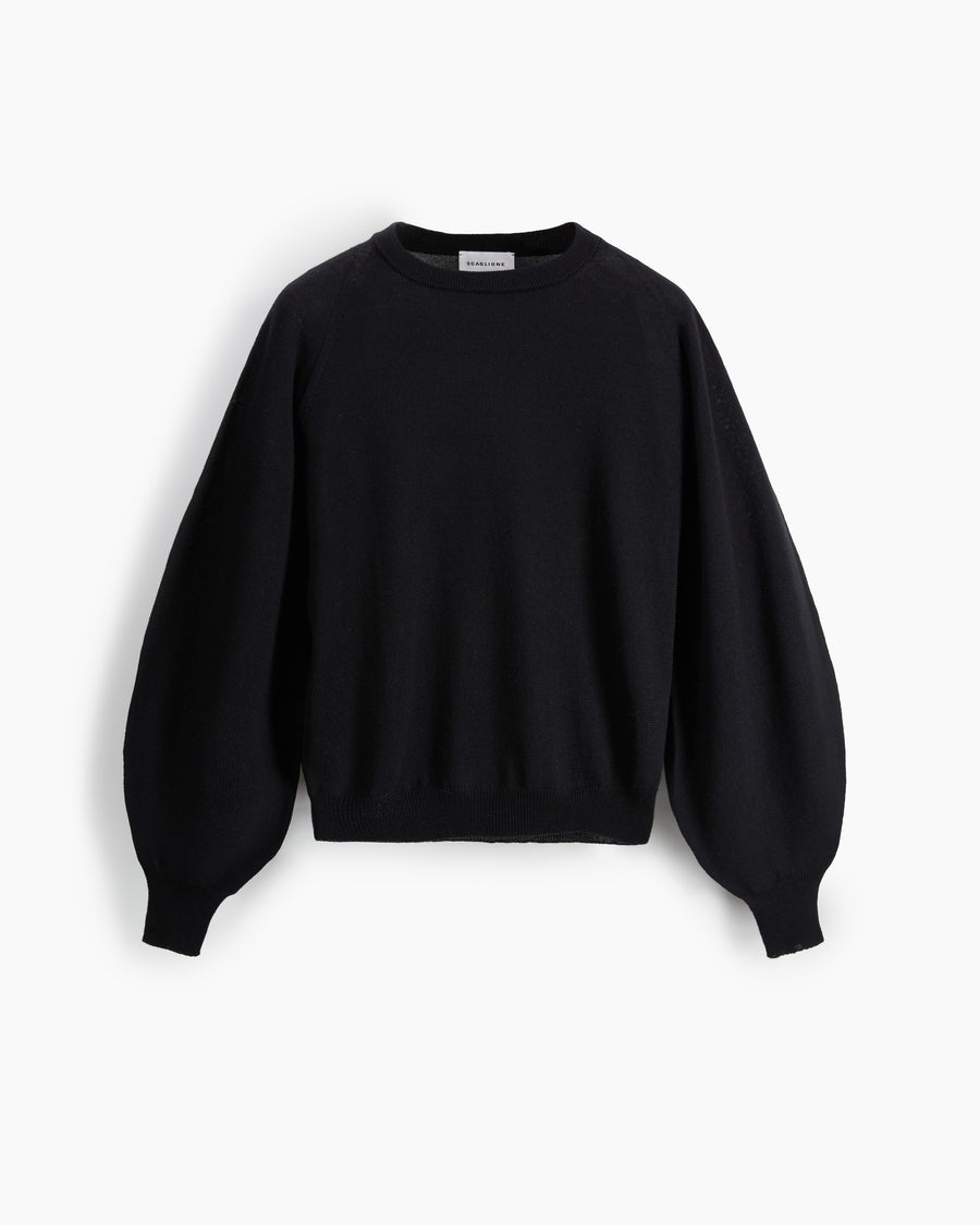 Scaglione ROUND NECK BOXY RAGLAN SEAMLESS MERINO BLACK
