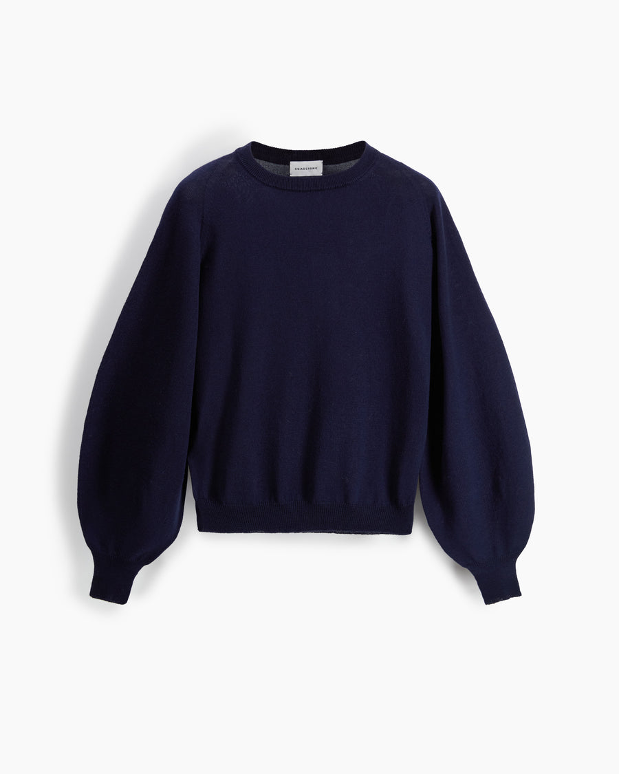Scaglione ROUND NECK BOXY RAGLAN SEAMLESS MERINO NAVY