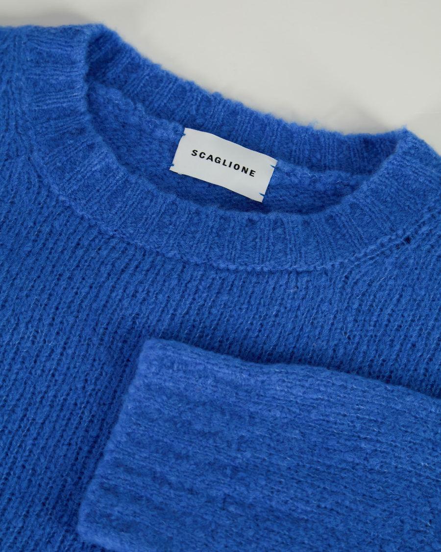 Scaglione ROUND NECK OVER PUFFED CASHMERE CORNFLOWER