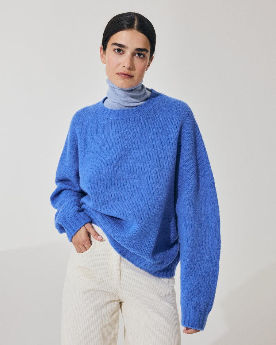 Scaglione ROUND NECK OVER PUFFED CASHMERE CORNFLOWER