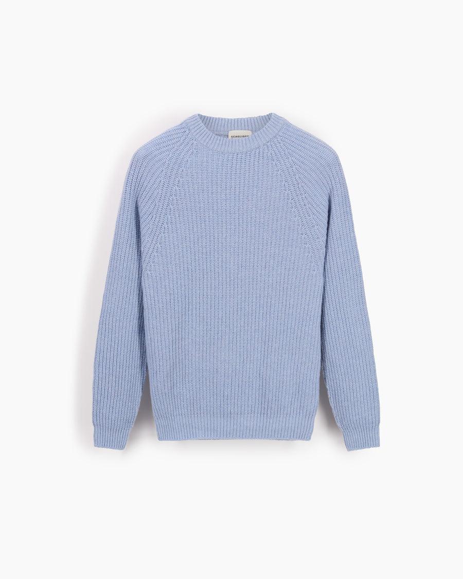 Scaglione ROUND NECK PANNOCCHIA RAGLAN HYBRD CASHMERE CELESTE