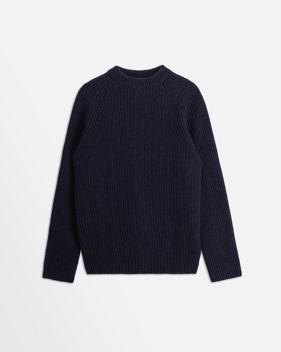 Scaglione ROUND NECK PANNOCCHIA RAGLAN HYBRD CASHMERE NAVY