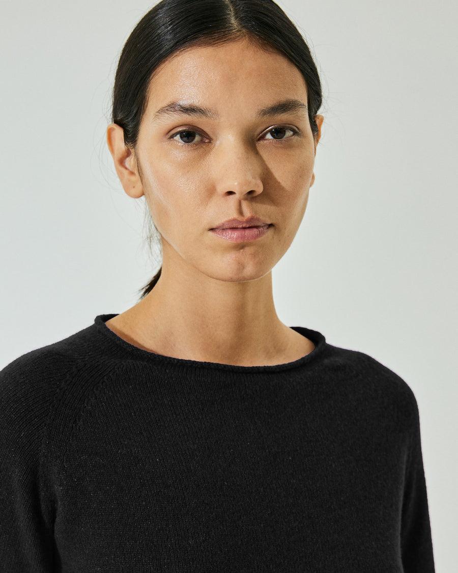 Scaglione ROUND NECK RAGLAN SEAMLESS HYBRID CASHMERE BLACK