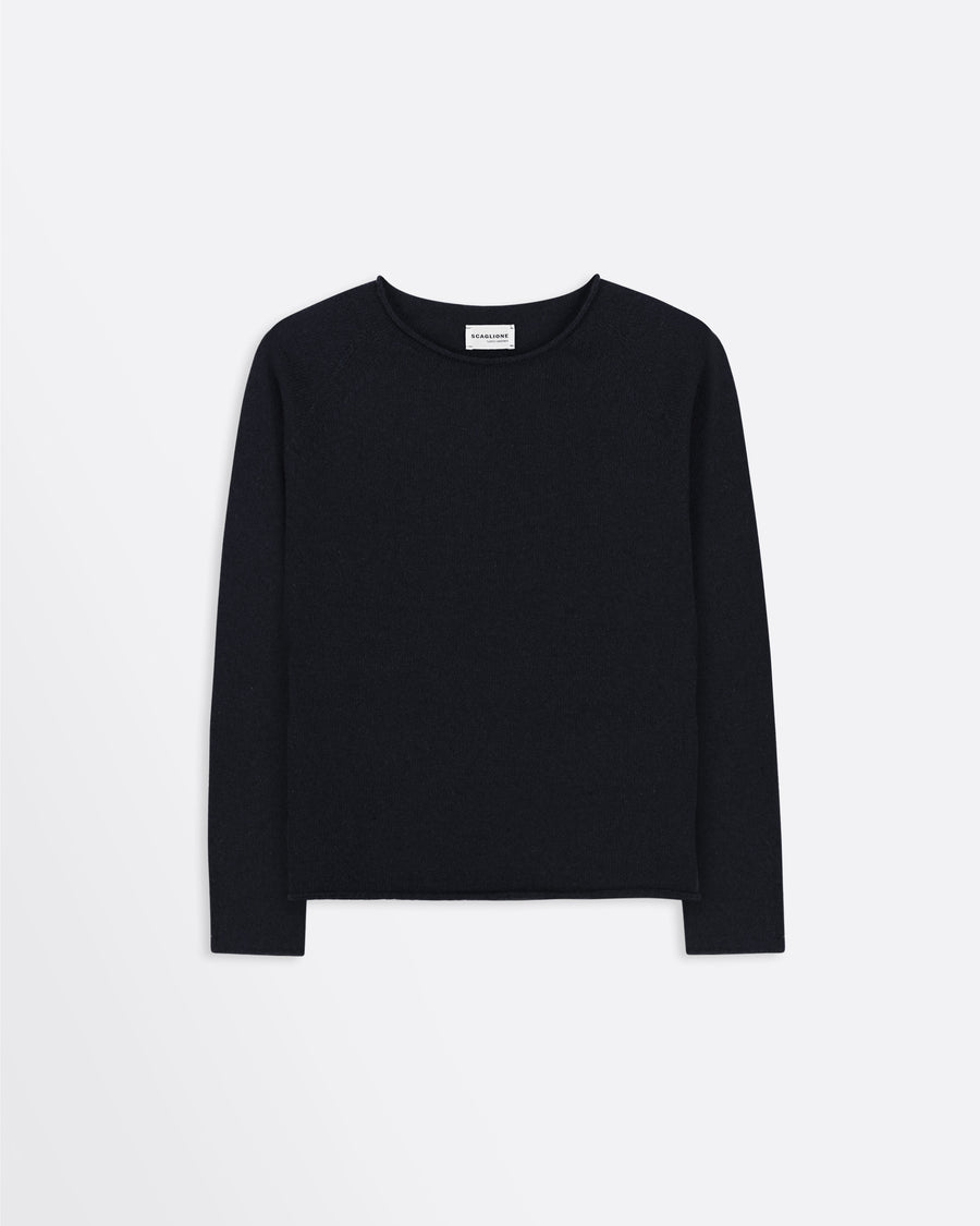 Scaglione ROUND NECK RAGLAN SEAMLESS HYBRID CASHMERE BLACK
