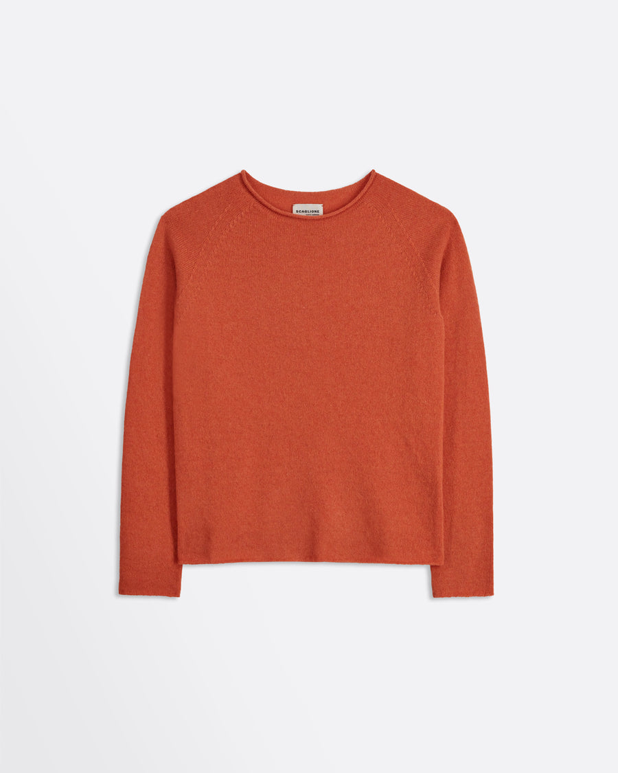 Scaglione ROUND NECK RAGLAN SEAMLESS HYBRID CASHMERE CARROT