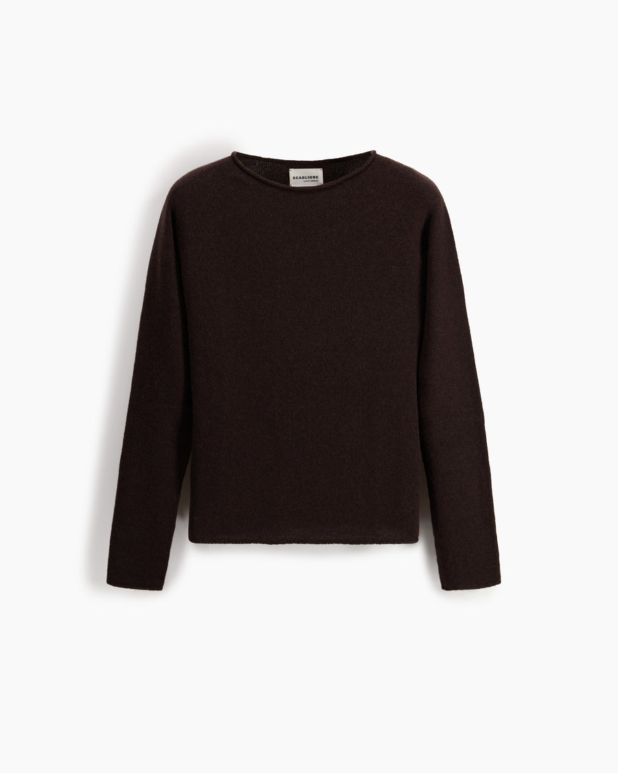 Scaglione ROUND NECK RAGLAN SEAMLESS HYBRID CASHMERE EBANO
