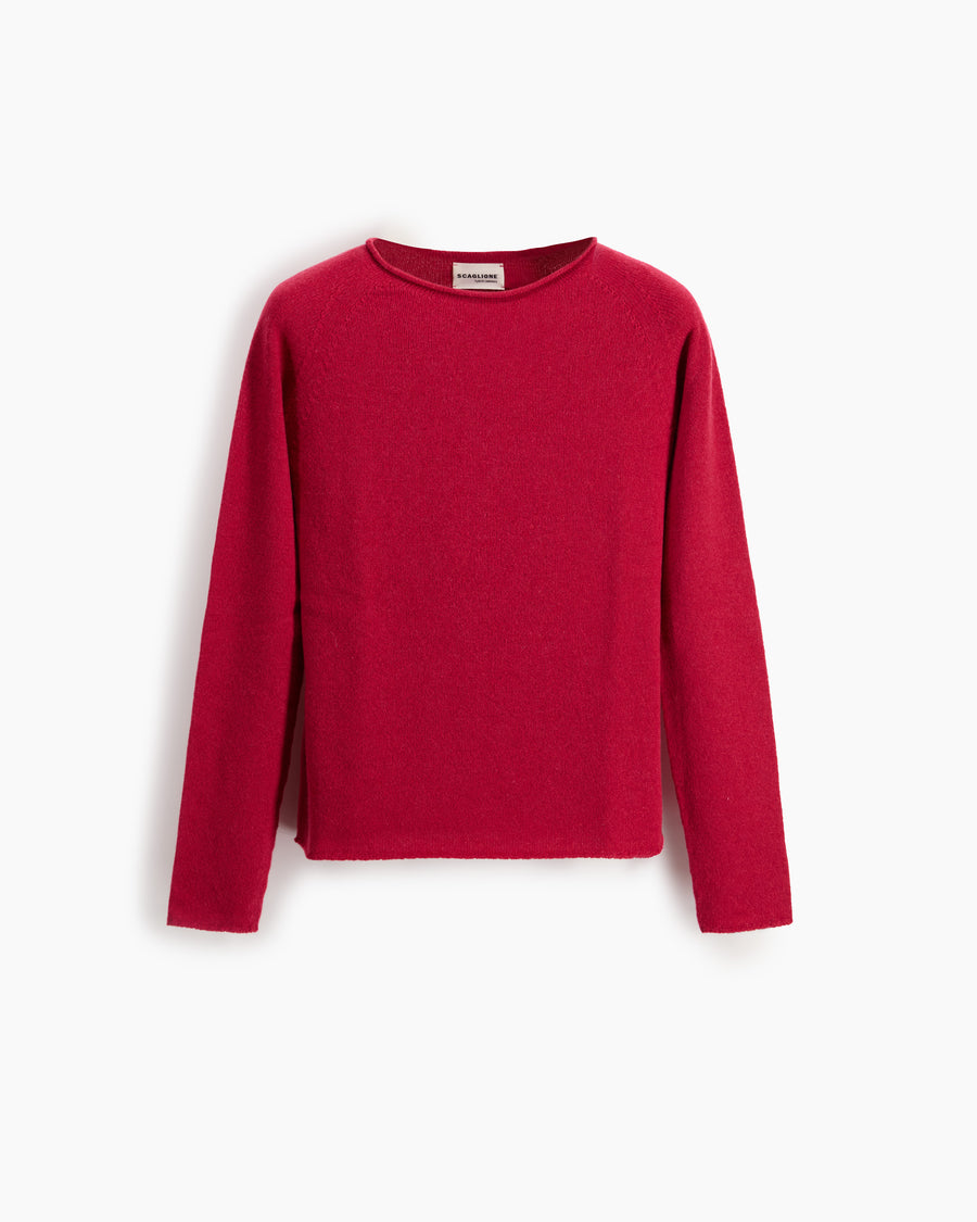 Scaglione ROUND NECK RAGLAN SEAMLESS HYBRID CASHMERE MAGENTA